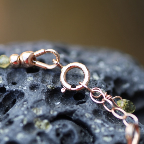 Natural Yellow Sapphire Green Tourmaline Bracelet Solid 14K Rose Gold , 7.1" - Picture 2 of 11